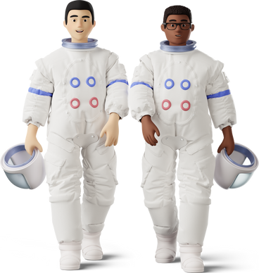 two astronauts walking PNG, SVG