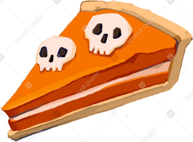 halloween pumpkin pie with skulls PNG, SVG