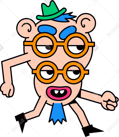 four-eyed walking character Illustration in PNG, SVG