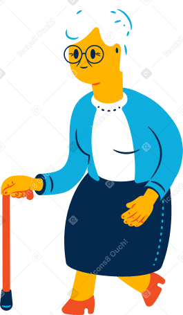 old woman walking PNG、SVG