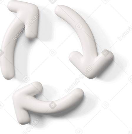3D White recycle icon turned to the left Illustration in PNG, SVG