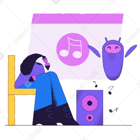 Music control with electronic assistant Illustration in PNG, SVG