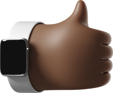 Dunkelbraune hauthand mit ausgeschalteter smartwatch, die daumen nach oben zeigt PNG, SVG