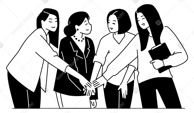 성공적인 여성들이 함께 손을 쌓고 있습니다. PNG, SVG