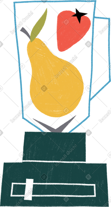 Blender with pear and strawberry PNG, SVG