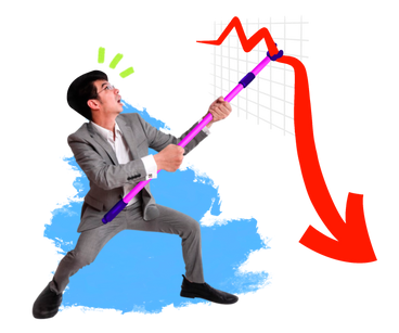 Office worker trying to keep the graph arrow from falling  PNG, SVG