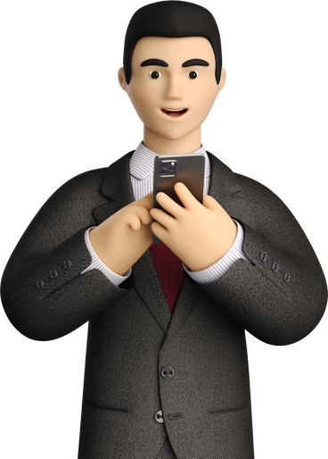 businessman in black suit looking at phone PNG, SVG