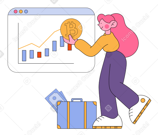 Mining bitcoins Illustration in PNG, SVG
