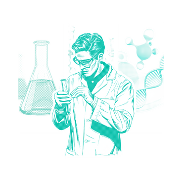 Joven científico, cartel de investigación biotecnológica. PNG, SVG