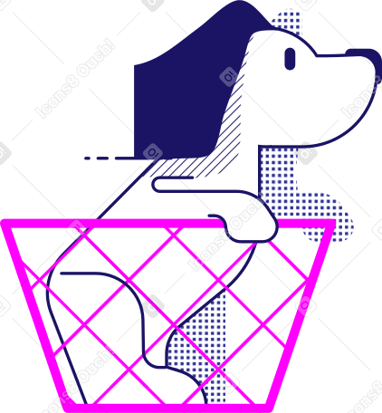 traveling dog in the basket PNG, SVG
