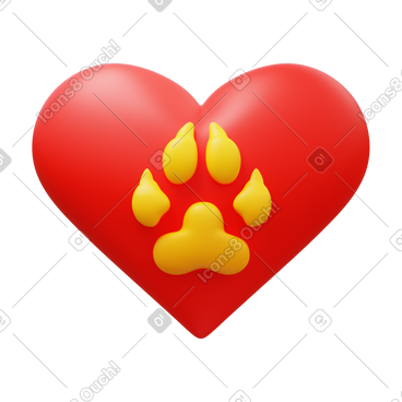 Heart with dog paw PNG, SVG