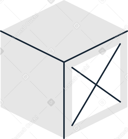 크로스 아이콘이 있는 큐브 PNG, SVG