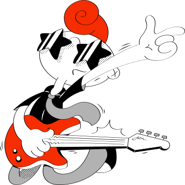 rock musician with electric guitar in glasses PNG, SVG