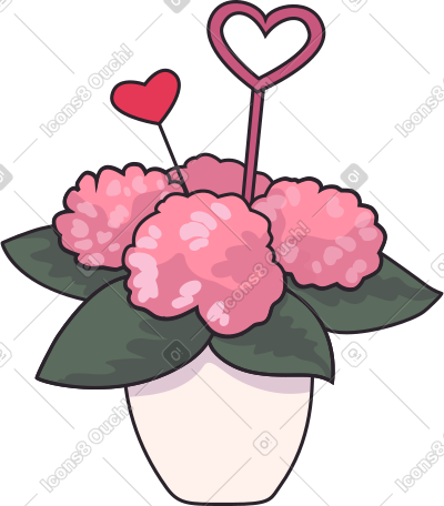 flowers in a vase with hearts PNG, SVG