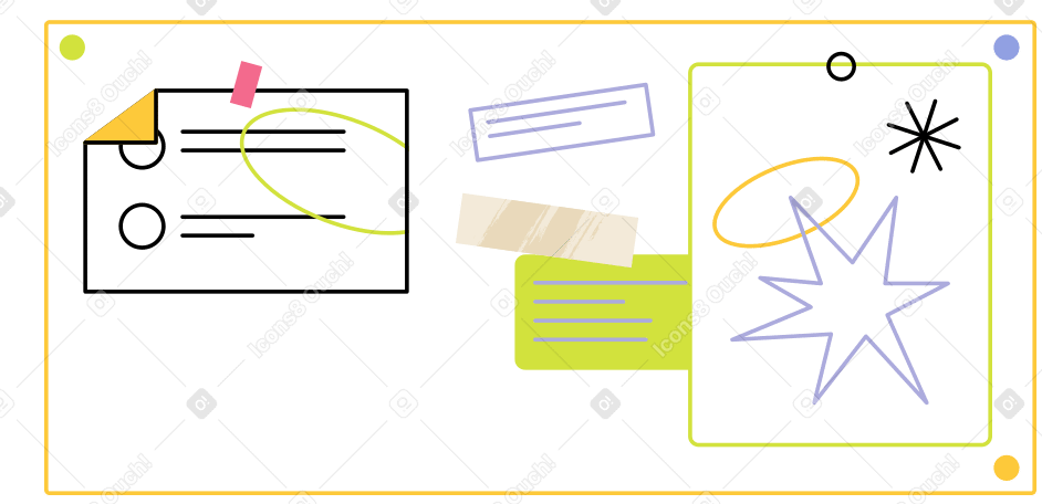 work board with planning and stickers Illustration in PNG, SVG