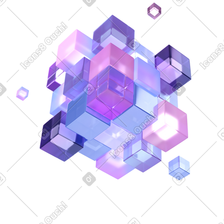 3D cube of square blocks动态插图，格式有GIF、Lottie (JSON)、AE