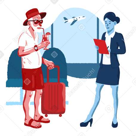 Boarding on a plane Illustration in PNG, SVG