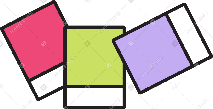 three erasers Illustration in PNG, SVG