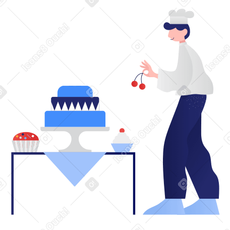Confectioner decorating a cake PNG, SVG