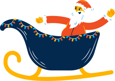 sleigh with santa claus PNG, SVG