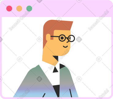 Man with glasses in a browser window PNG, SVG