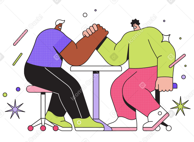 Two rivals arm wrestling each other PNG, SVG