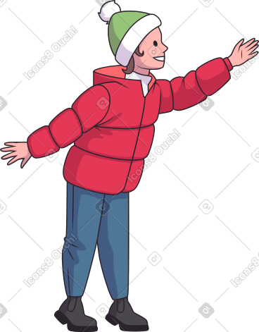 Happy child in red winter jacket PNG, SVG