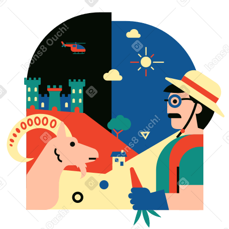 Farmer feeding a carrot to goat PNG, SVG
