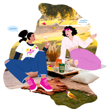 Giovani donne che fanno un picnic nel parco PNG, SVG