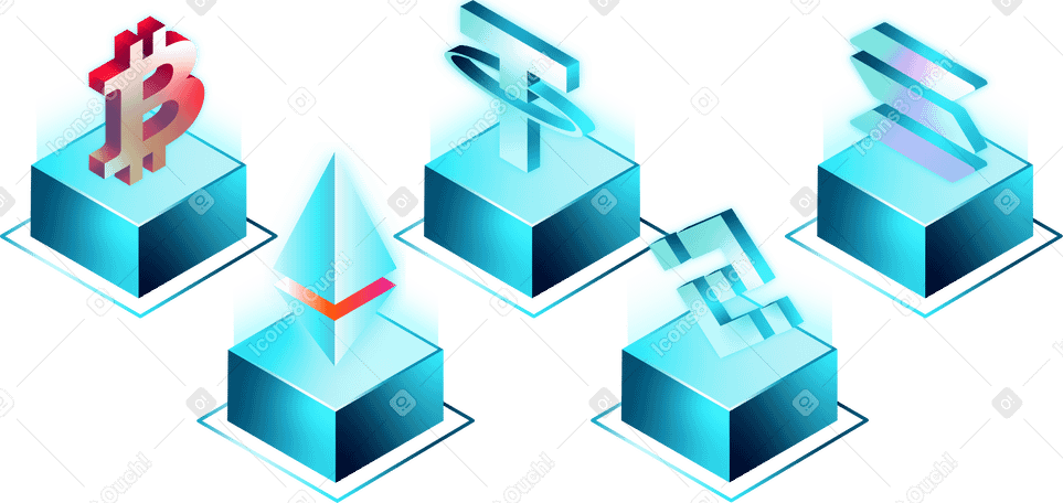 isometric cryptocurrency icons PNG, SVG