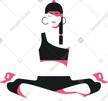 闭着眼睛盘莲花的女人 PNG, SVG