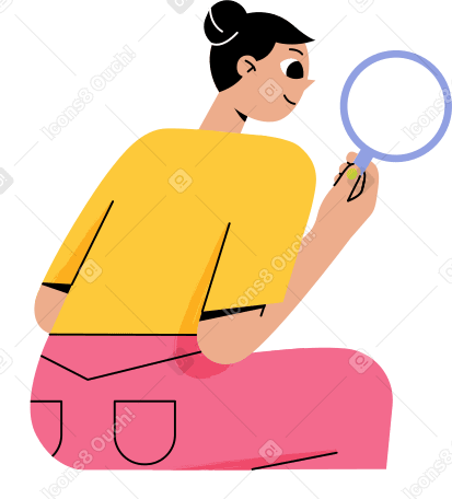 woman with magnifier Illustration in PNG, SVG