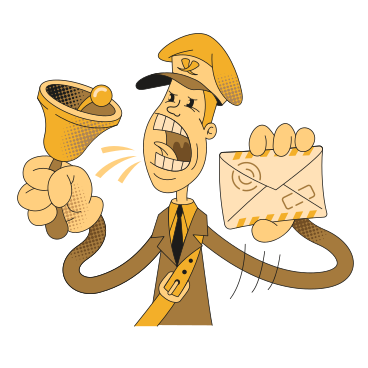 Postman ringing bell and yelling about new message PNG, SVG