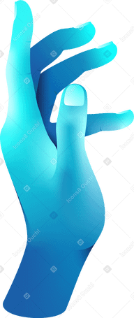 a three-dimensional hand in blue light PNG, SVG