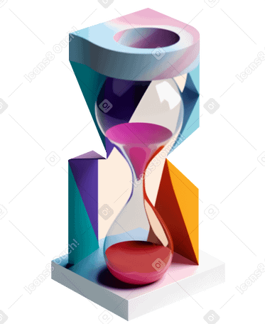 3D Composición abstracta con reloj de arena PNG, SVG