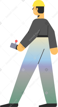 builder in a helmet with a remote control in his hands PNG, SVG