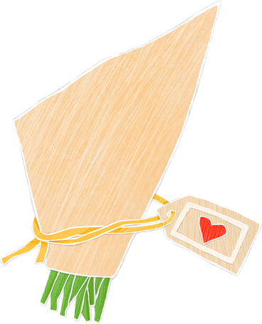 craft wrapper of a bouquet of flowers with a heart PNG, SVG