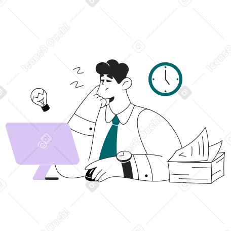 Office worker is sleeping at a computer Illustration in PNG, SVG