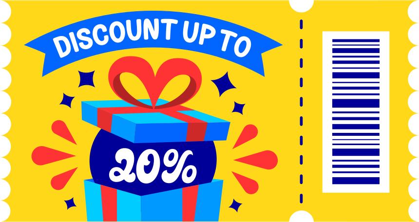 lettering discount up to twenty percent Illustration in PNG, SVG
