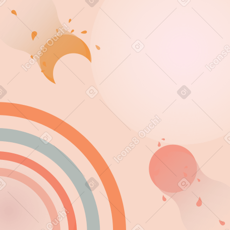Abstract background with rainbow and celestial bodies Illustration in PNG, SVG