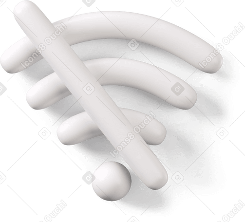 3D Белый значок без wi-fi в PNG, SVG