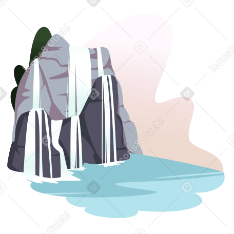Waterfall Illustration in PNG, SVG