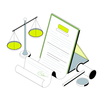 Scales of justice, gavel and contract for law practice PNG, SVG