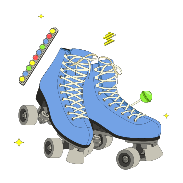90s roller skates and gum PNG, SVG