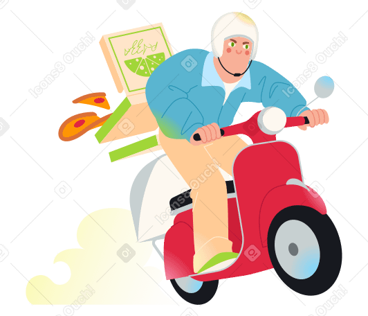 披萨送货员匆忙骑着摩托车 PNG, SVG