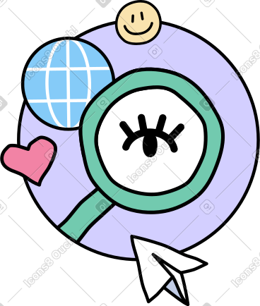 Searching the internet with a magnifying glass PNG, SVG