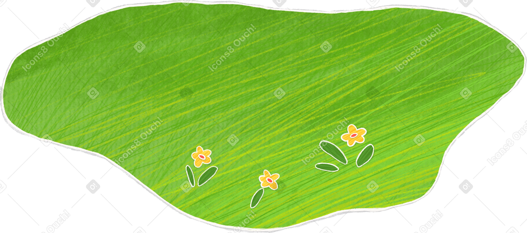 green meadow with flowers PNG, SVG
