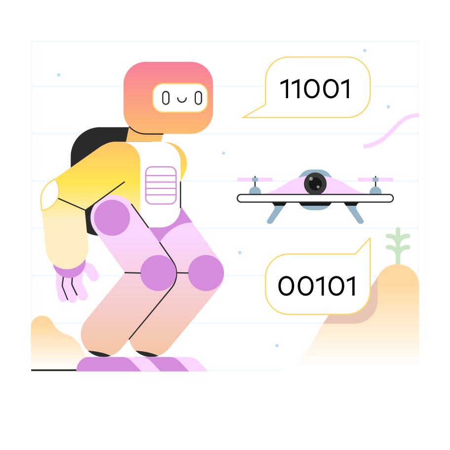 Robots and drones Illustration in PNG, SVG