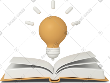 Idea lamp over an open book PNG, SVG