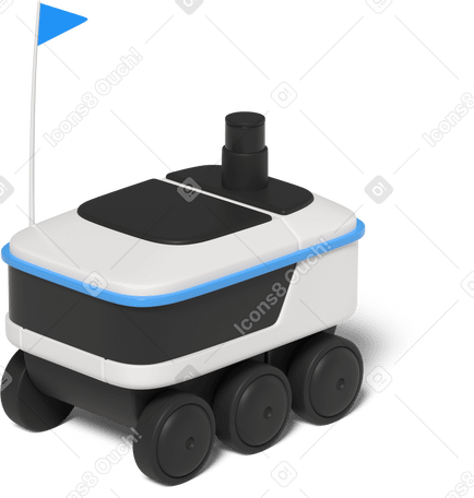 3D delivery robot top view Illustration in PNG, SVG
